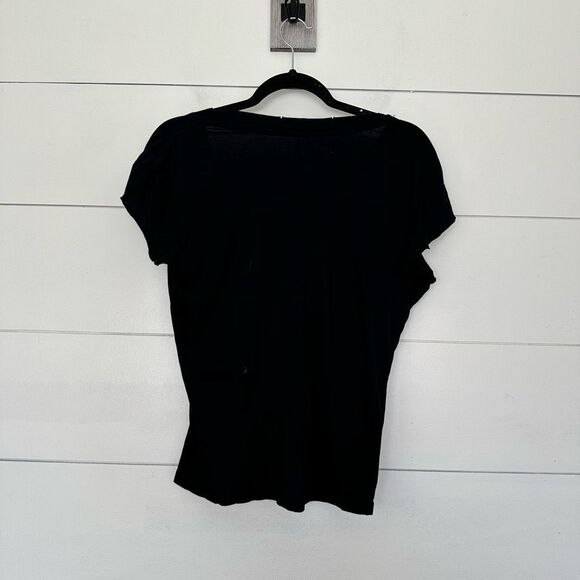 DONATE Free People Women’s Small Black Distressed Short Sleeve Tee - Picture 5 of 6